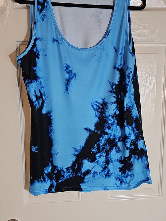 Tops - Unisex XL Blue Tie-Dye Sleeveless Scoop Neck Tank Top Retro Colorful Summer